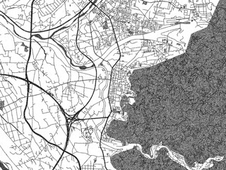 Obraz premium Urban black and white map of Wufeng, Taiwan, designed in a sketch style for prints.