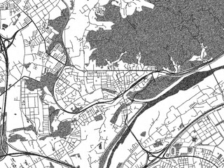 Naklejka premium Hand-drawn style black and white city map of Yingge, Taiwan, ready for wall art or editorial projects.