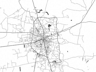 Monochrome hand-drawn map of Bogra, Bangladesh, ideal for decorative and editorial use.