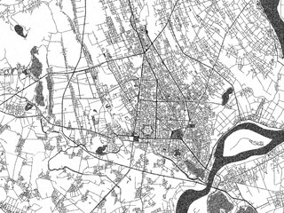 Naklejka premium Decorative monochrome illustration of Vinh, Viet Nam, showing its detailed grid.