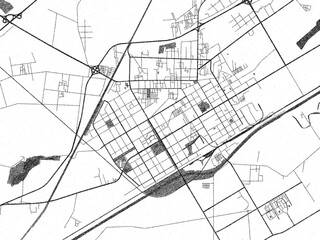 Minimalist monochrome city map of Bayan Nur, China, illustrated with urban detail.