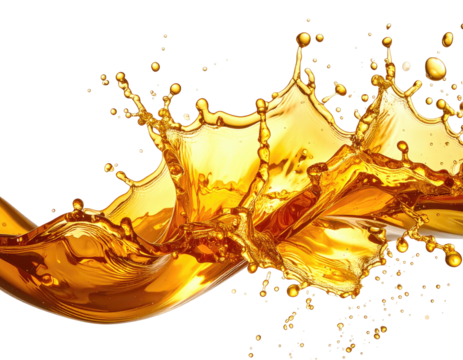Vivid, golden liquid erupts, splashing in a dynamic and energetic display