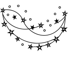 Midnight Star Garland line art vector
