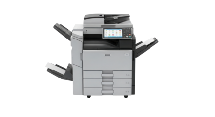 Office multifunction printer for copying, scanning, and printing isolated PNG with Transparent Background
