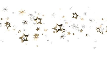Festive holiday background with gold stars and snowflakes. Perfect for Christmas, New Year, winter themes.