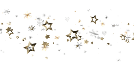 Festive holiday background with gold stars and snowflakes. Perfect for Christmas, New Year, winter themes.