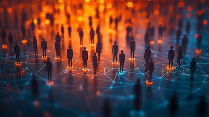 Digital Human Network – Connected People Nodes Representing Social Media, Data Sharing, and Online Communities