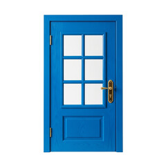 Blue Wooden Door with Glass Panels Architecture Interior Entrance Style Home Entryway on transparent background
