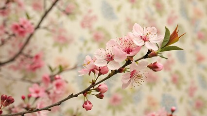 Obraz premium Delicate Pink Blossom Branch Spring Flowers Soft Pastel Floral Wallpaper Background pink flowers