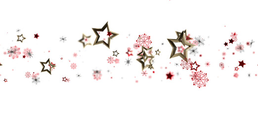 Decorative background with stars and snowflakes in red and gold on a clean white surface. Perfect for seasonal designs, celebrations, and Christ