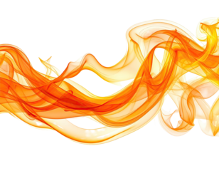 Flowing, abstract orange and yellow smoke against a stark black background