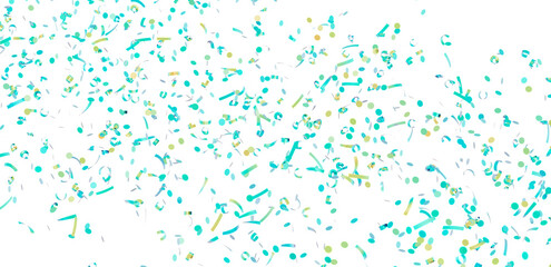 Colorful confetti falling on white background. Ideal for party invitations, celebrations, and festive designs.
