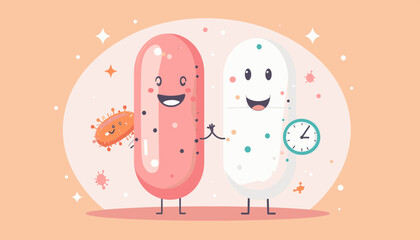 Cute cartoon kidney organ with white blood cell