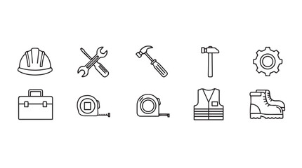 Collection of construction and repair tools icons for diy and professional projects vector