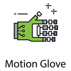 Motion Glove Vector Icon Depicting Wearable Gesture Control for Gaming and Virtual Reality