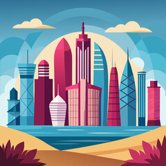 Obraz premium modern city skyline illustration