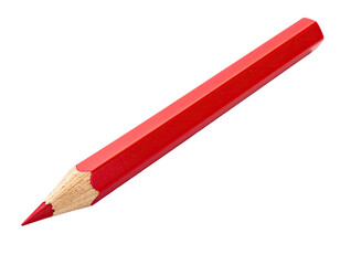 Isolated red colored pencil, sharpened, wood visible, on black background