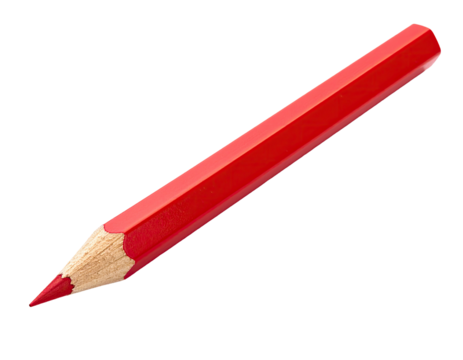 Isolated red colored pencil, sharpened, wood visible, on black background