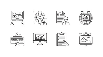 Collection of business and data analysis icons representing growth and strategy vector