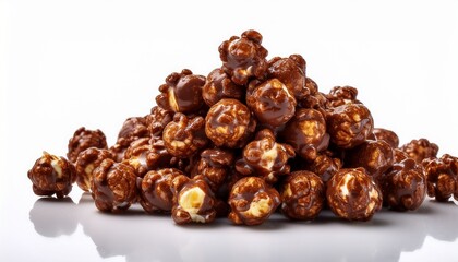 Obraz premium Stack Chocolate Popcorn On White Background