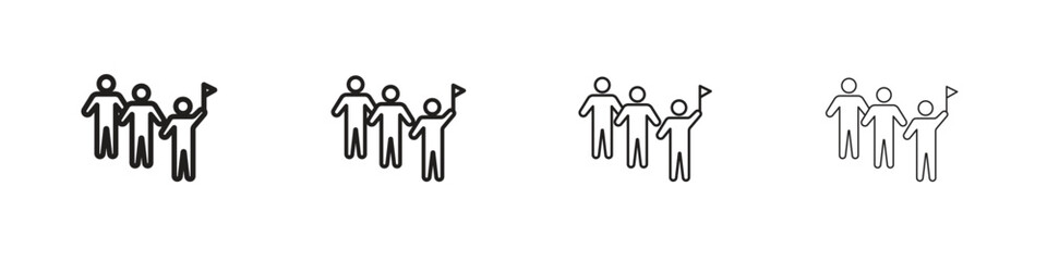 Tour guide people icon collection. Line vector sign, symbol for web and mobile