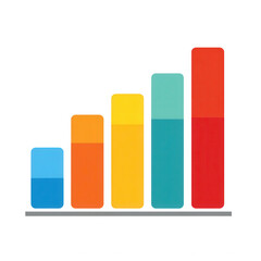 Colorful bar chart growing upward isolated on transparent background