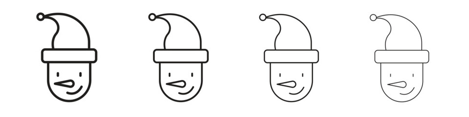 Snowman head icon collection. Line vector sign, symbol for web and mobile