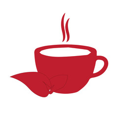 Red Tea Cup and Leaves