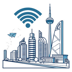 Obraz premium city skyline vector illustration