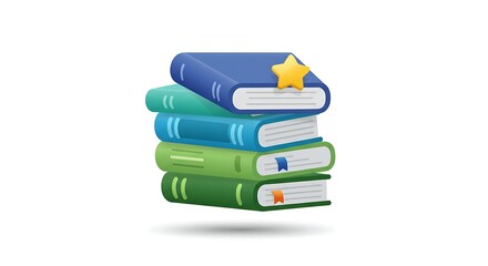 Stack of colorful books with star icon education and learning concept
