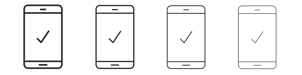 Reservation smartphone icon collection. Line vector sign, symbol for web and mobile