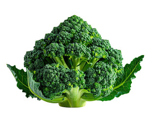 A vibrant, isolated head of broccoli on a clean black background
