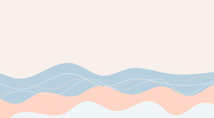 Pastel abstract background with flowing blue, peach, and white waves, overlaid with delicate white lines, creating a serene and minimalist design perfect for web and print projects