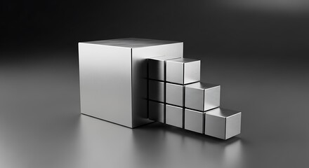 Conceptual Metallic Cube Staircase: An Abstract Representation of Growth and Development