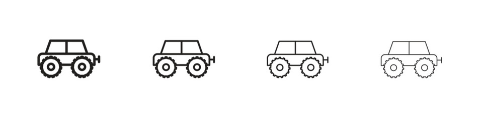 Monster truck icon collection. Line vector sign, symbol for web and mobile