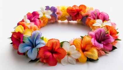 Colorful Hawaiian Lei Necklace Made Of Various Flowers On A Transparent Background