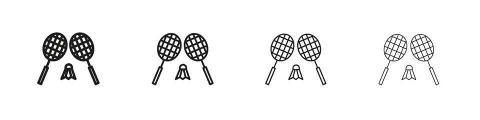 Badminton icon collection. Line vector sign, symbol for web and mobile
