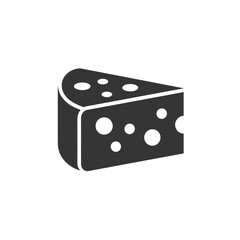Black cheese wedge with holes on a white background, vector  