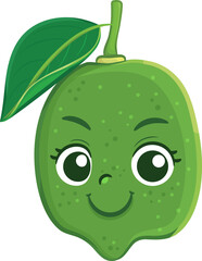 Happy Lime Fruit Character Cartoon Style Face