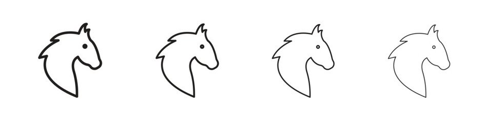 Horse icon collection. Line vector sign, symbol for web and mobile