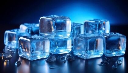 Sparkling Ice Cubes With A Cool Blue Glow