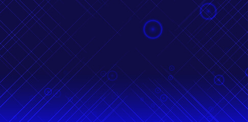 Abstract deep blue background with intersecting lines and circular shapes creates a modern and futuristic design, showcasing a network or connectivity concept beautifully