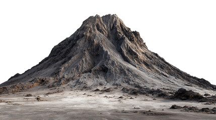 Detailed miniature volcano model isolated on transparent background