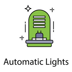 Automatic Lights Vector Icon Depicting Smart Motion Sensor Energy Saving Lighting System