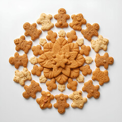 Fototapeta premium Christmas cookies in various shapes and colors, intricately decorated.