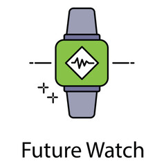 Future Watch Illustration Showing Smart Wearable Timekeeping Device with Health Monitoring Features