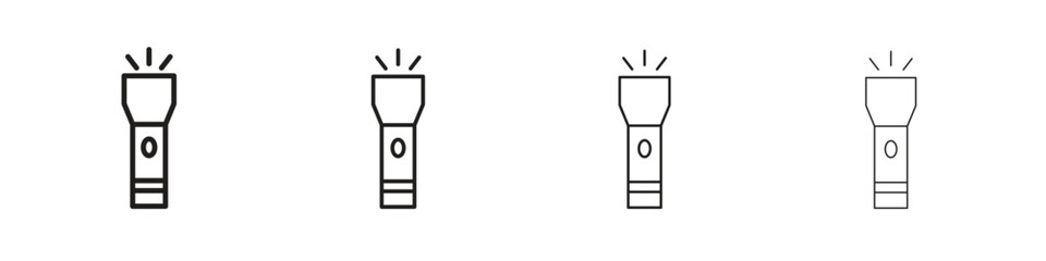 Flashlight icon collection. Line vector sign, symbol for web and mobile