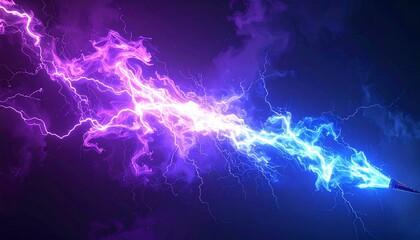 Vibrant Purple and Blue Electric Lightning Bolt.