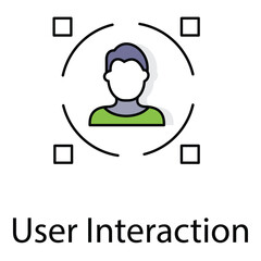 User Interaction Vector Icon Depicting Human Engagement with Digital Interface Technology