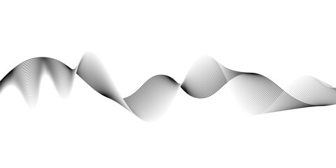 Abstract black wave lines on white background.abstract smoke on black wave line background,Stylized line art background. Vector illustration.abstract wavy lines digital design technology.